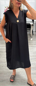 Bev frill shoulder midi dress