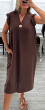 Load image into Gallery viewer, Bev frill shoulder midi dress
