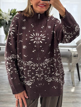 Load image into Gallery viewer, Blair bandana print zip knit cardigan
