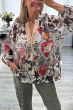 Load image into Gallery viewer, Carla camo v neck blouse
