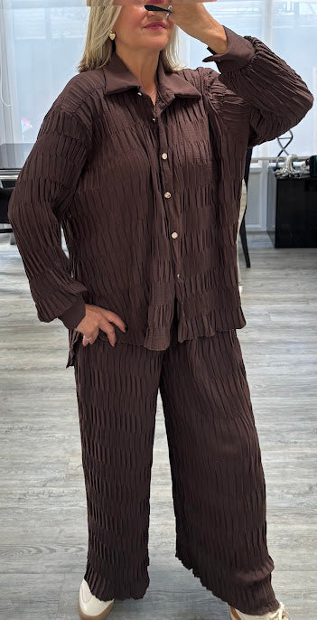Ciara crinkle shirt set