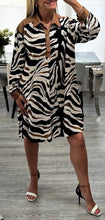 Load image into Gallery viewer, Della zebra print shirt dress
