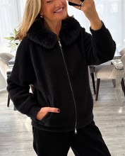 Load image into Gallery viewer, Farrah soft knit faux fur zip hoodie
