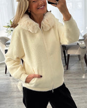 Load image into Gallery viewer, Farrah soft knit faux fur zip hoodie
