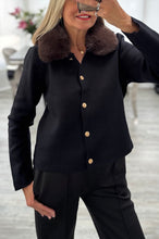 Load image into Gallery viewer, Fleur luxury faux fur collar cardigan
