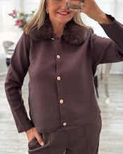 Load image into Gallery viewer, Fleur luxury faux fur collar cardigan

