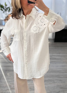 Jaime crochet trim shirt