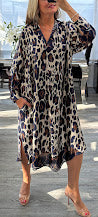 Load image into Gallery viewer, Lara leopard shirt dress
