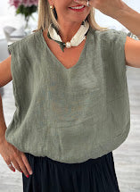 Load image into Gallery viewer, Lottie v neck linen top
