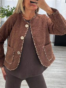 Pippa leopard piped jacket