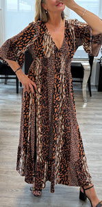 Polly v neck printed maxi
