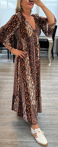 Polly v neck printed maxi