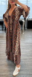 Polly v neck printed maxi