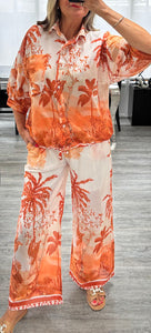 Roz palm print shirt set