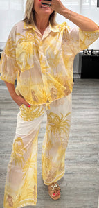 Roz palm print shirt set