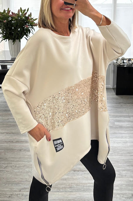 Sadie sequin trim top