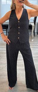 Sasha studded crinkle waistcoat set
