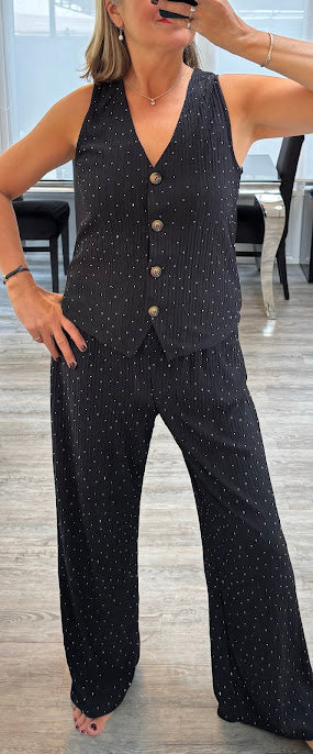 Sasha studded crinkle waistcoat set
