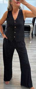 Sasha studded crinkle waistcoat set