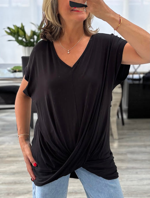 Tiff v neck t with twist