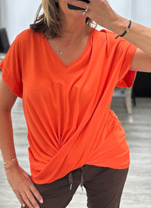 Tiff v neck t with twist