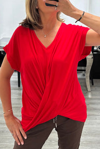 Tiff v neck t with twist